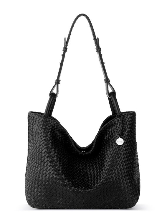 The Sak Handbags - The Sak Los Feliz Medium Black Woven Leather Tote Shoulder Bag NWT